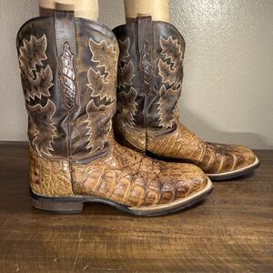 Dan Post DP2807 Boot with Brown Flank Cut Caiman Leather Size 12D